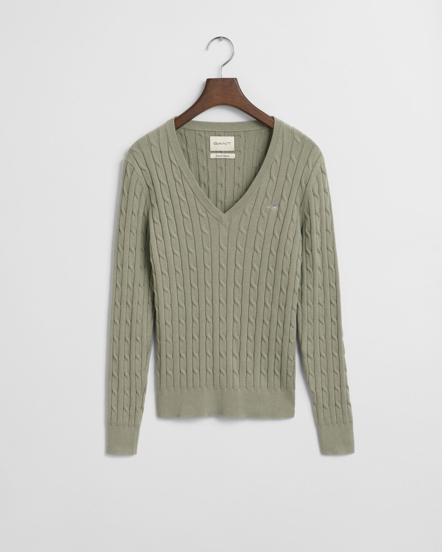 V-Neck Pullover mit Zopfmuster