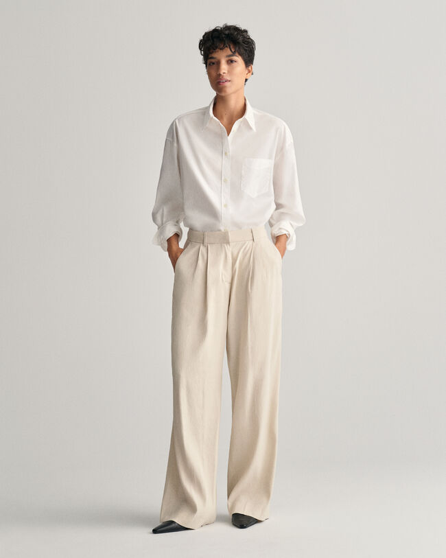Formelle Relaxed Fit Stretch Leinen Hose