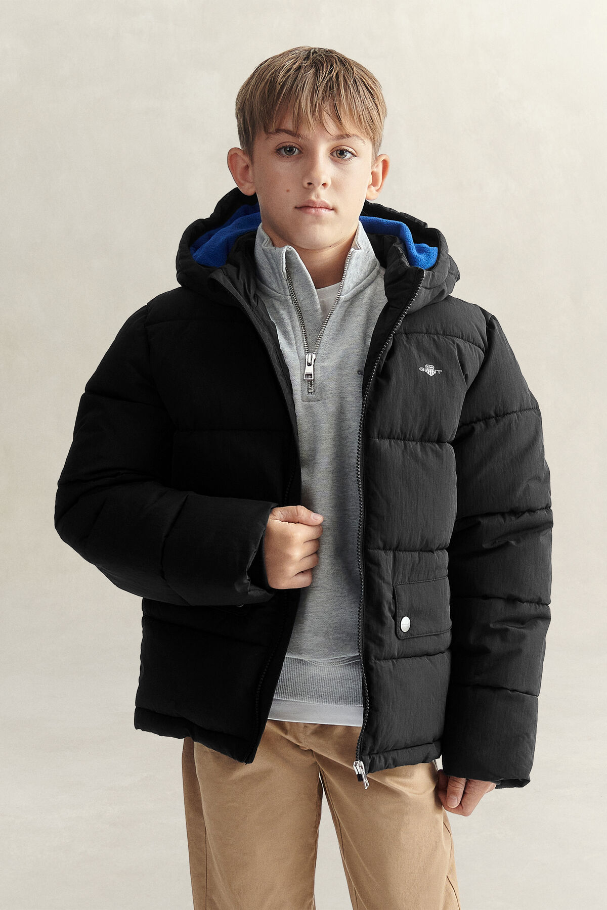 Teen Boys Baffle Jacket — BLACK