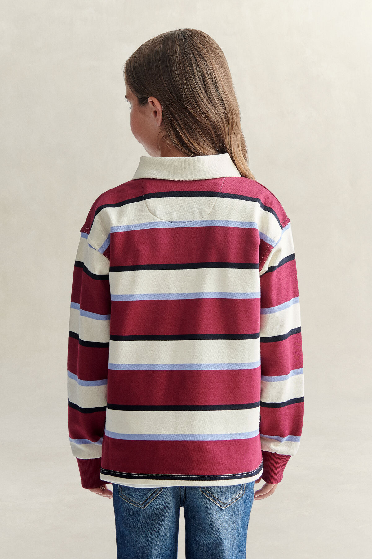 Teen Girls Rugby Sweatshirt — VIBRANT BURGUNDY