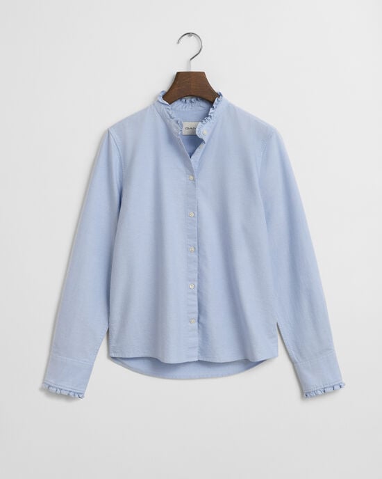 Klassische Oxford-Bluse mit Rüschen