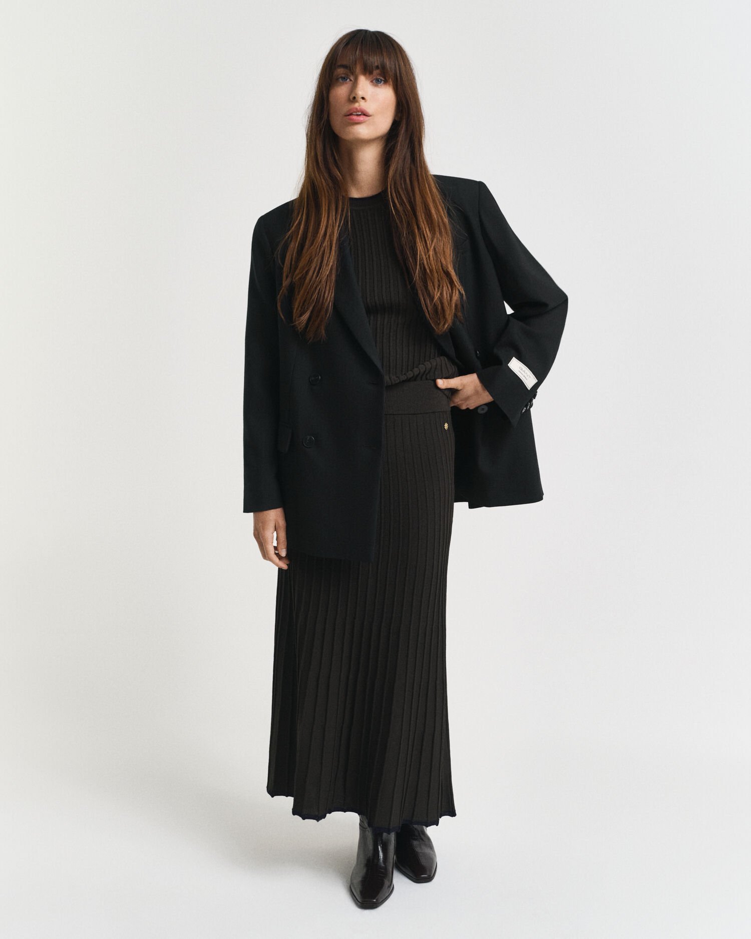 Gerippter Strickrock in Kontrastfarben