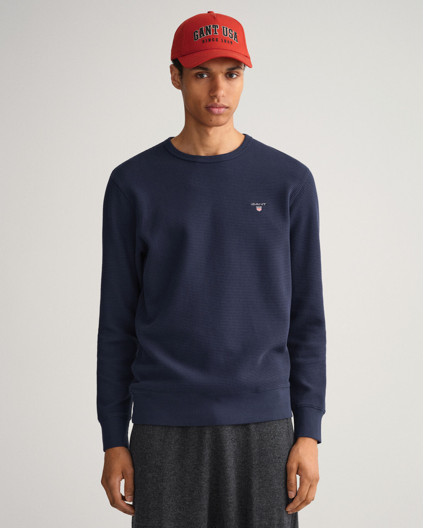 Rundhals-Sweatshirt mit Waffelstruktur