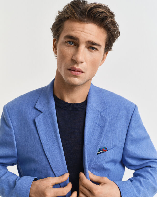 Slim Fit Baumwoll Leinen Anzugsakko