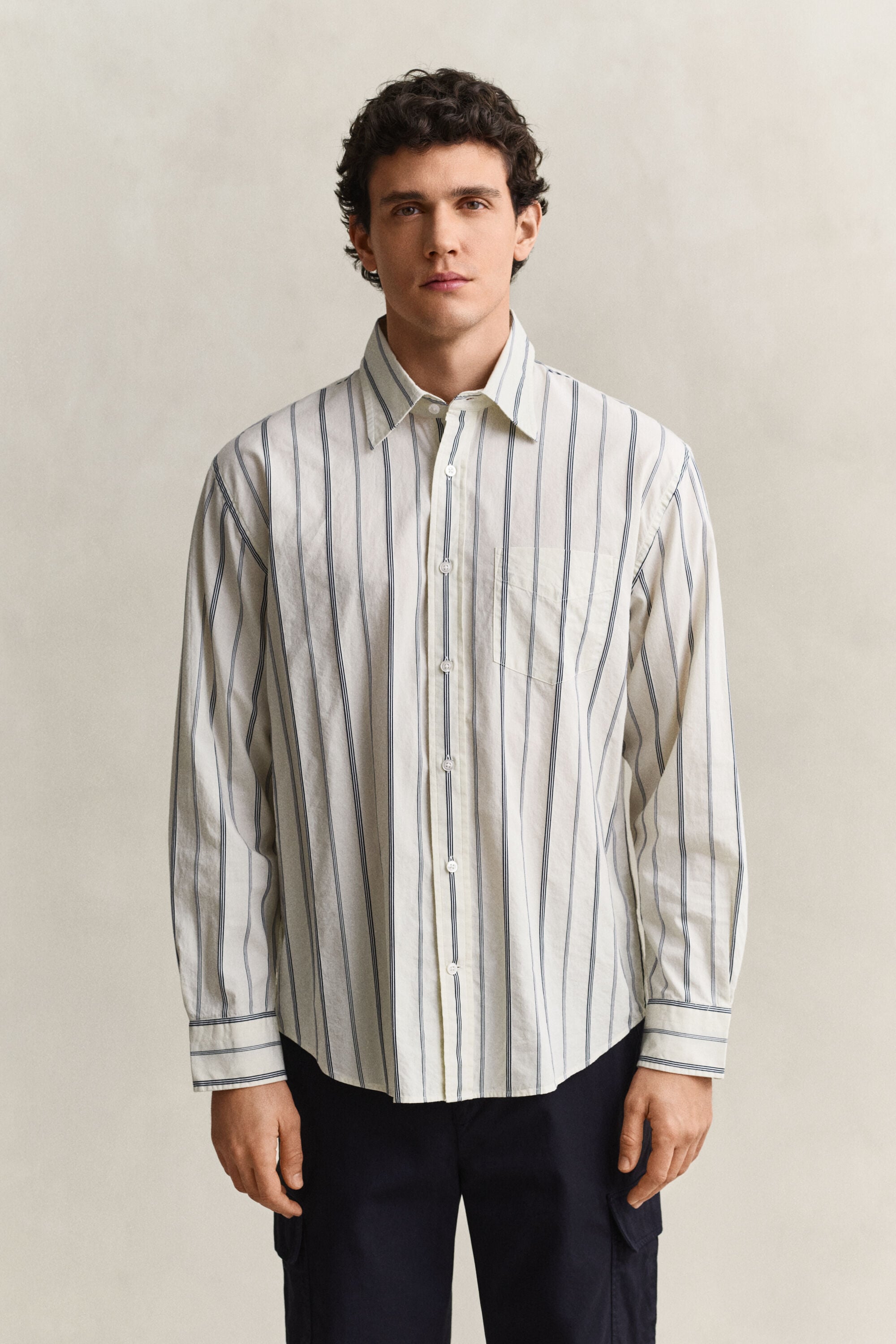 Relaxed Fit Dobby Stripe Hemd