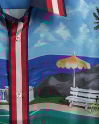 Relaxed Fit Scenery Kurzarmhemd aus Seide