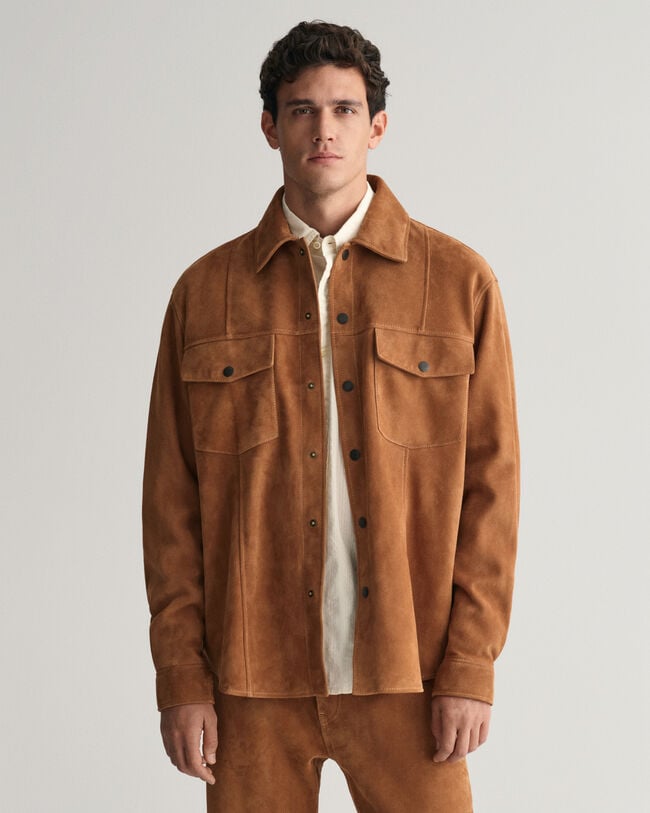 Oversized Hemd aus Veloursleder