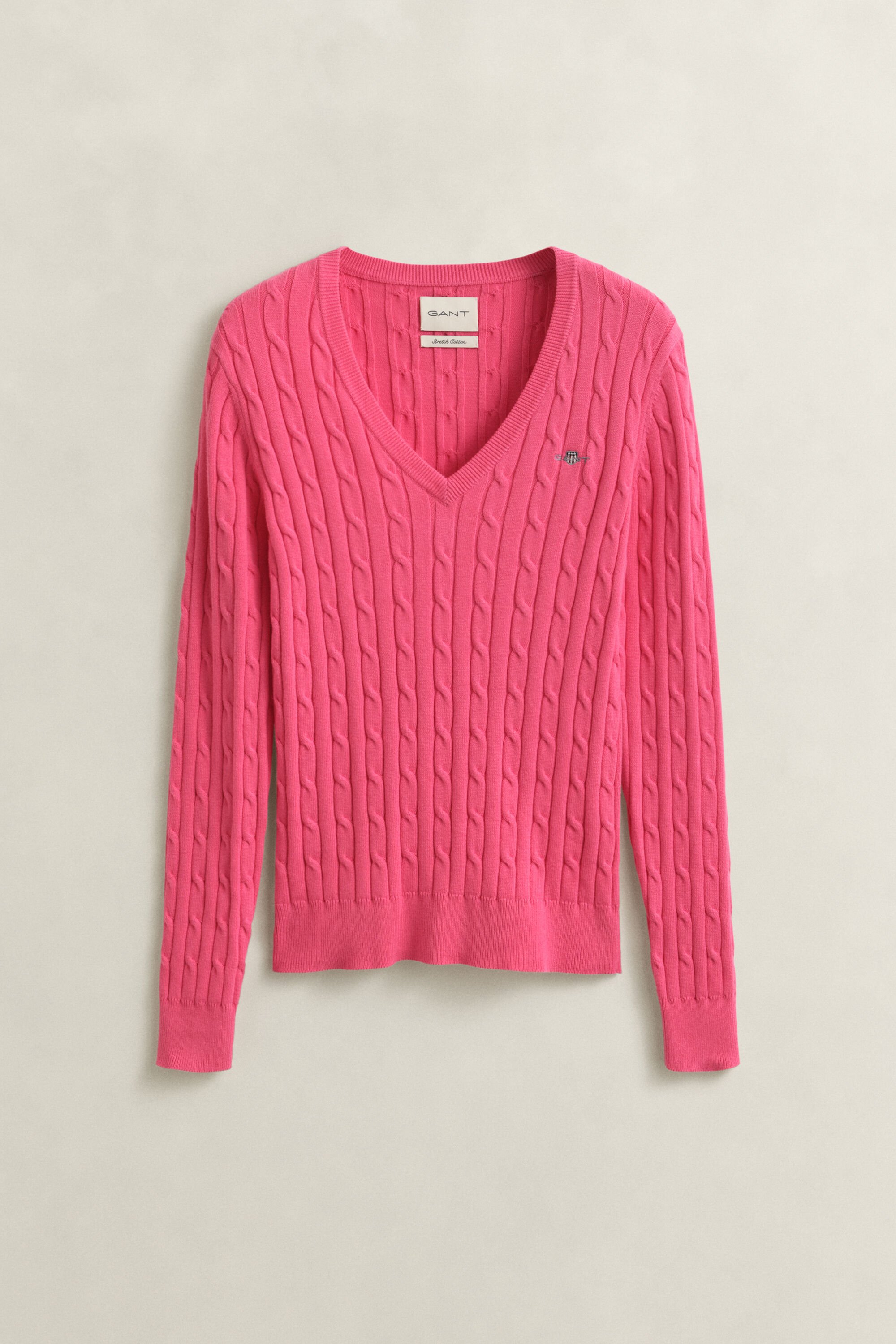 V-Neck Pullover mit Zopfmuster