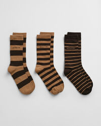 3er-Pack Gerippte Socken mit Streifen