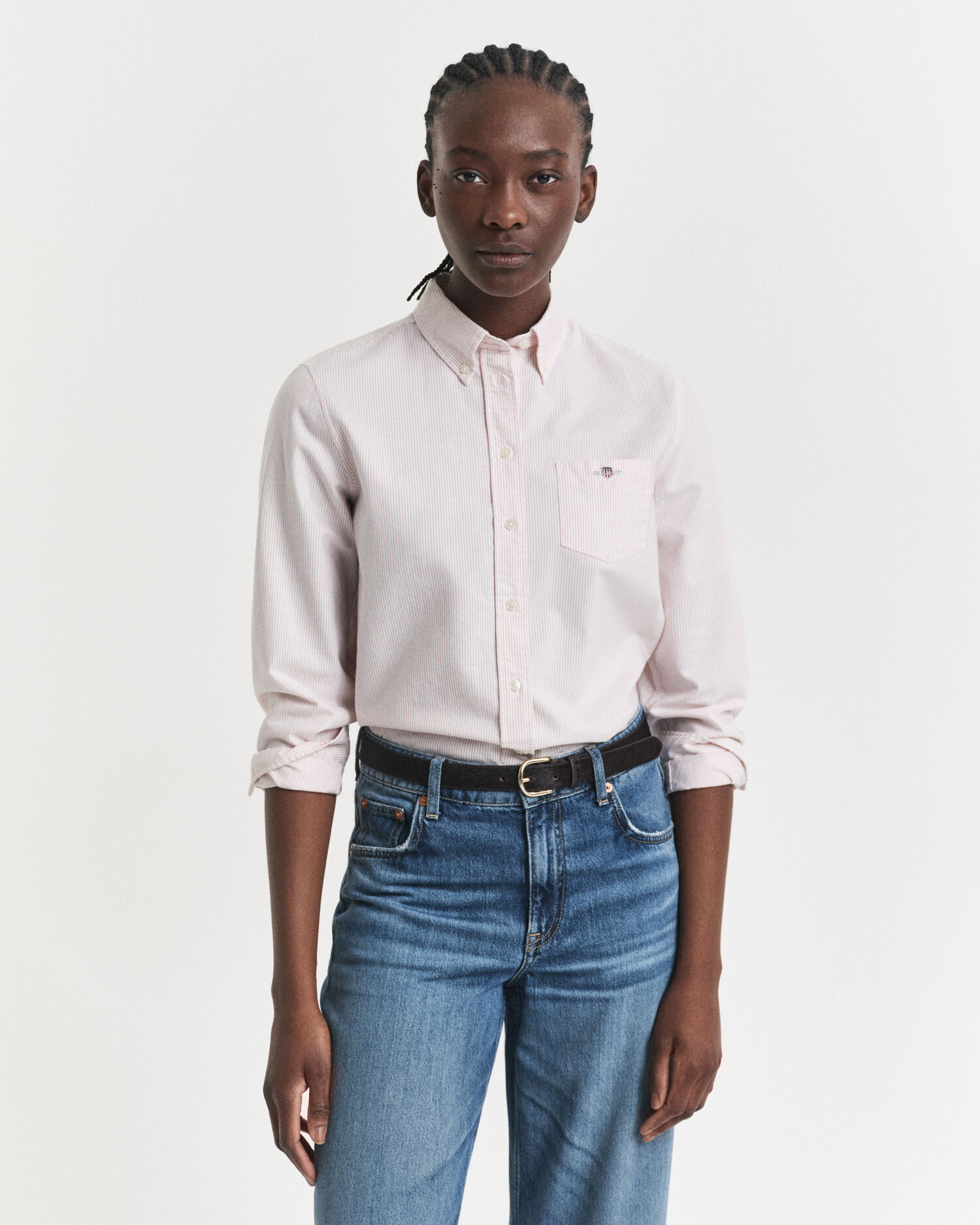 Regular Fit Classic Oxford-Bluse mit Streifen