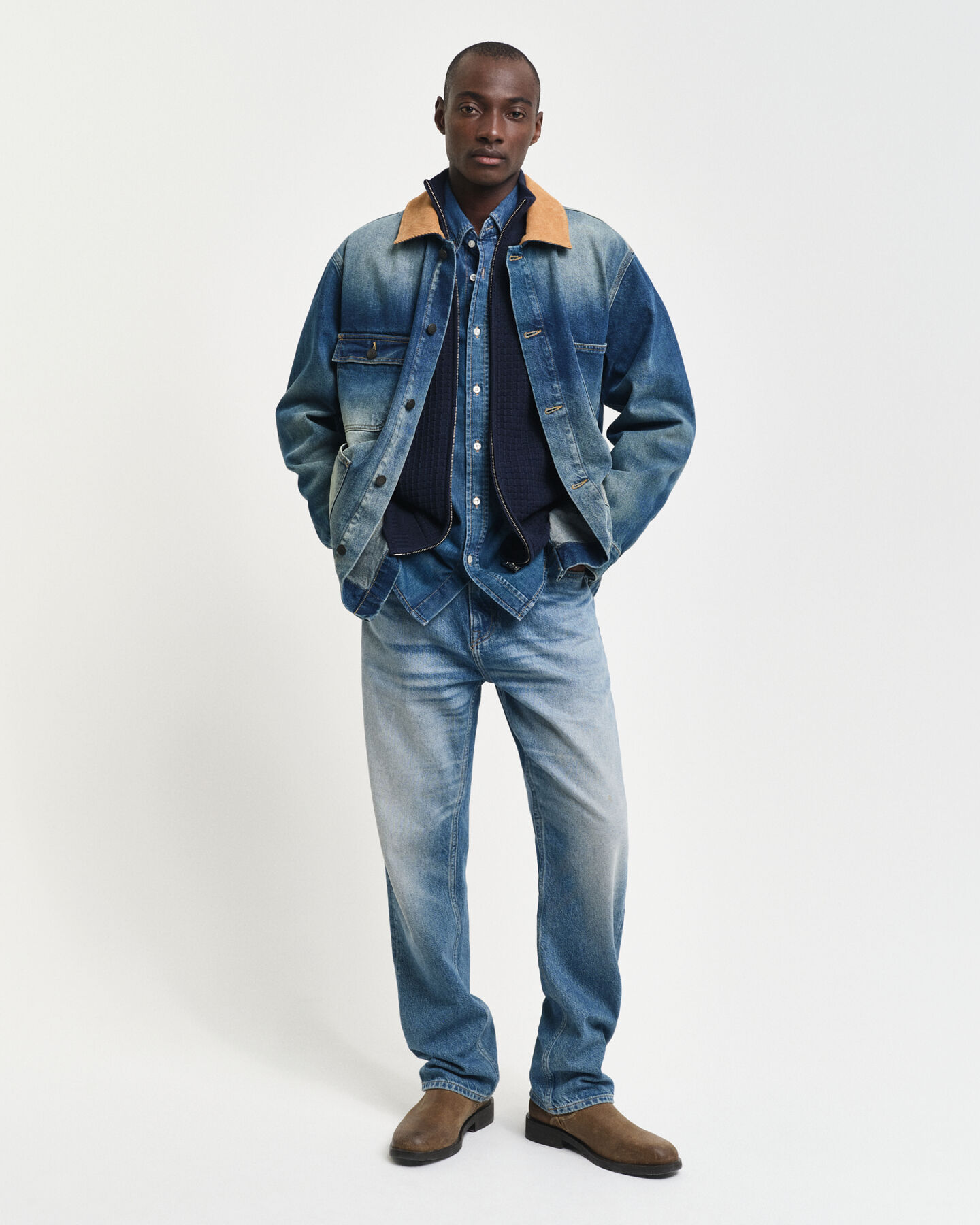 Strickjacke aus strukturierter Baumwolle mit Rei&szlig;verschluss