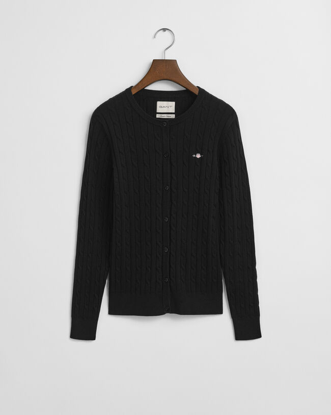 Strickjacke aus Stretch-Baumwolle mit Zopfmuster