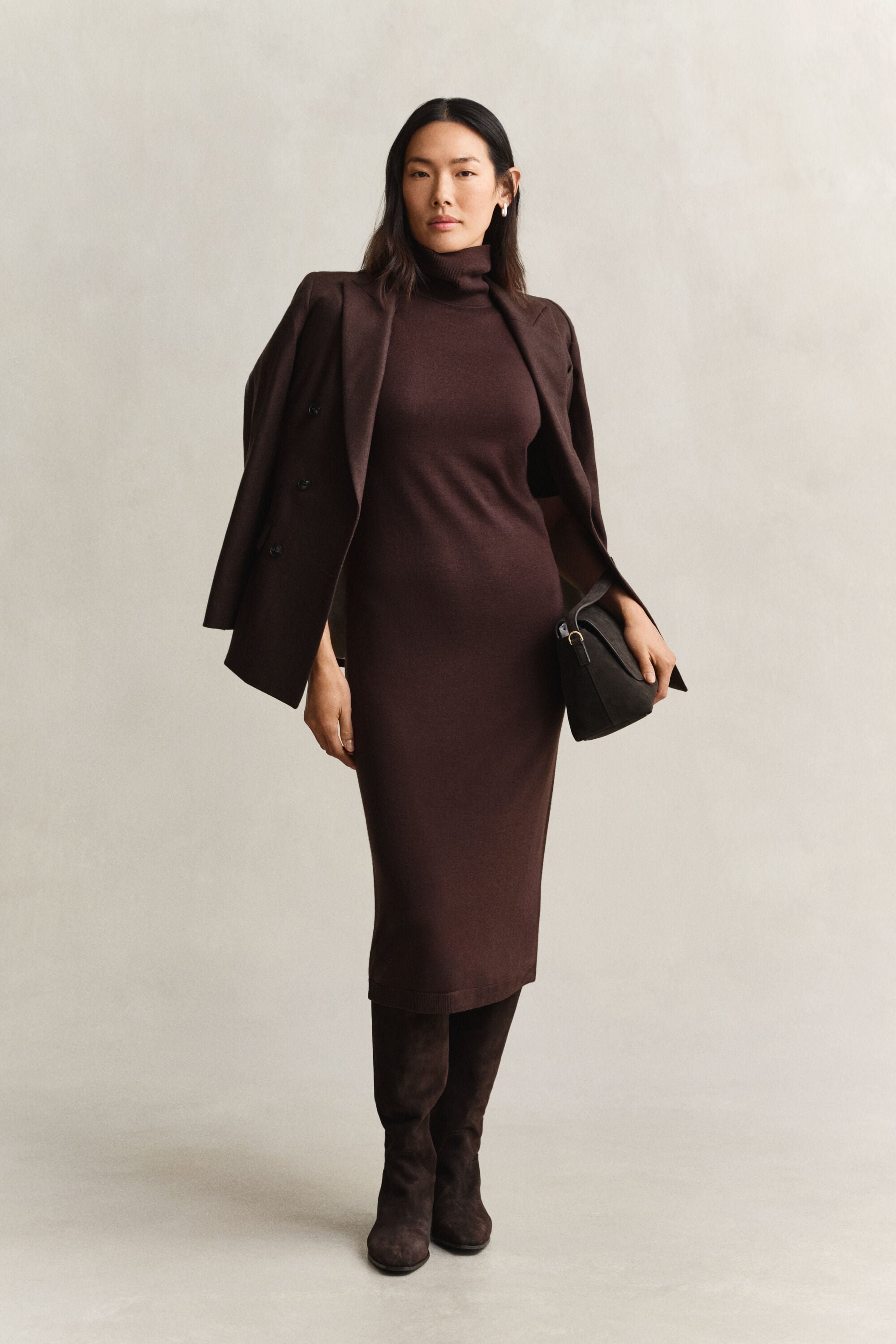 Rollkragenkleid aus Merinowolle