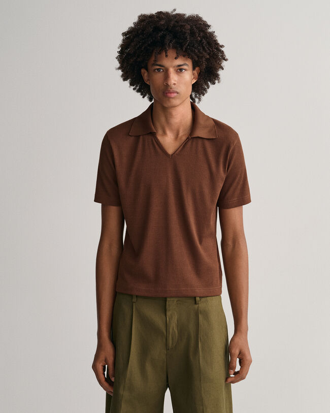 Piqu&eacute; Poloshirt im 70er-Jahre-Stil