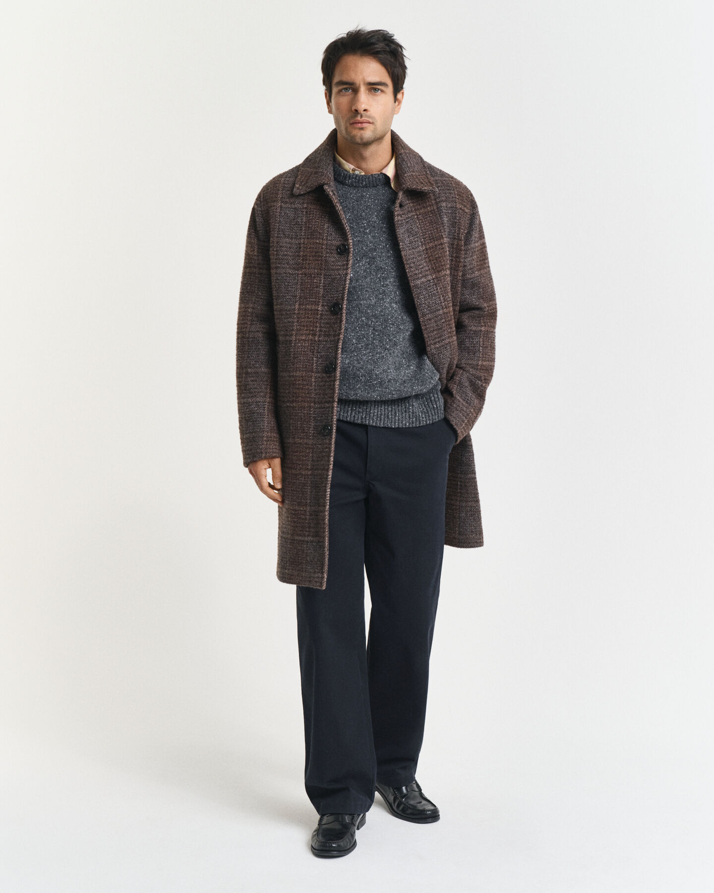 Wollmix Rundhalspullover mit Noppenstruktur