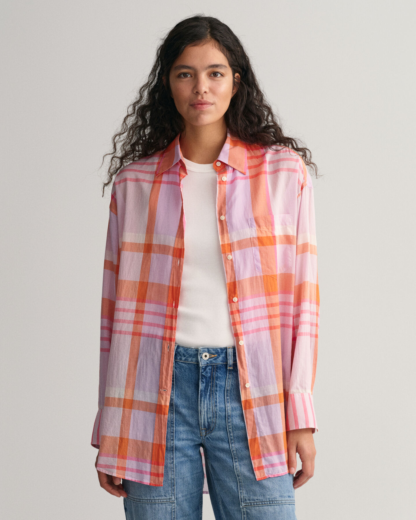 Oversized Madras Bluse