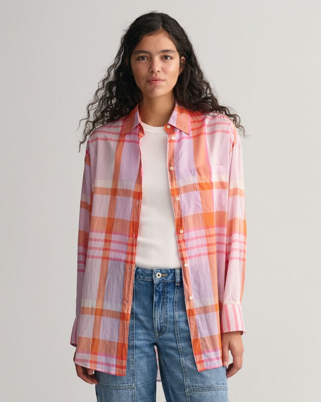 Oversized Madras Bluse