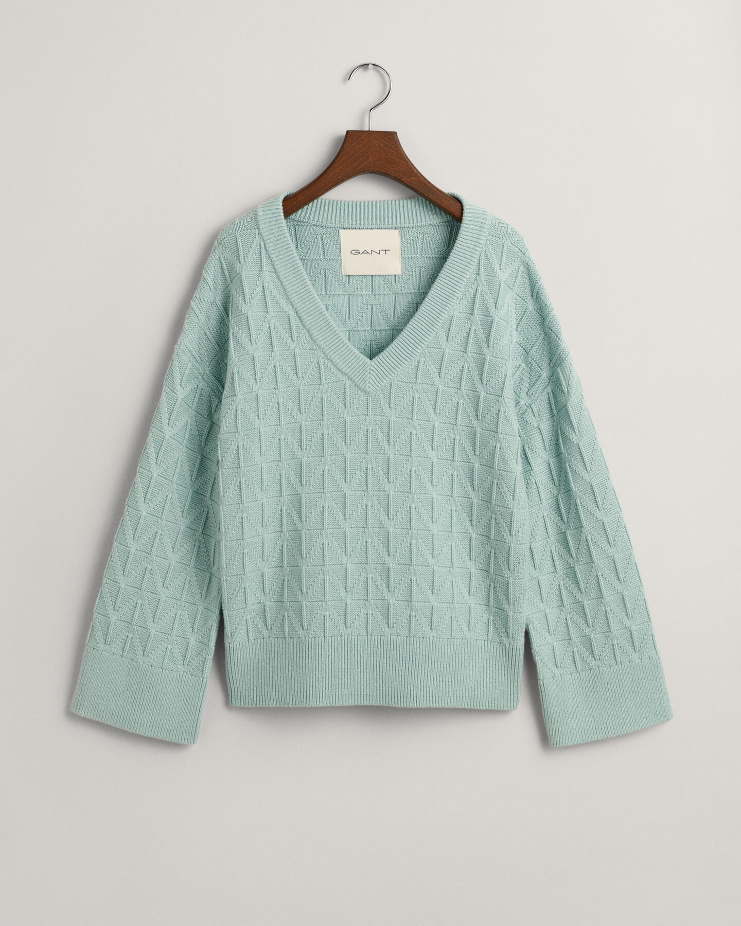 V-Neck Pullover mit Fischgr&auml;tmuster