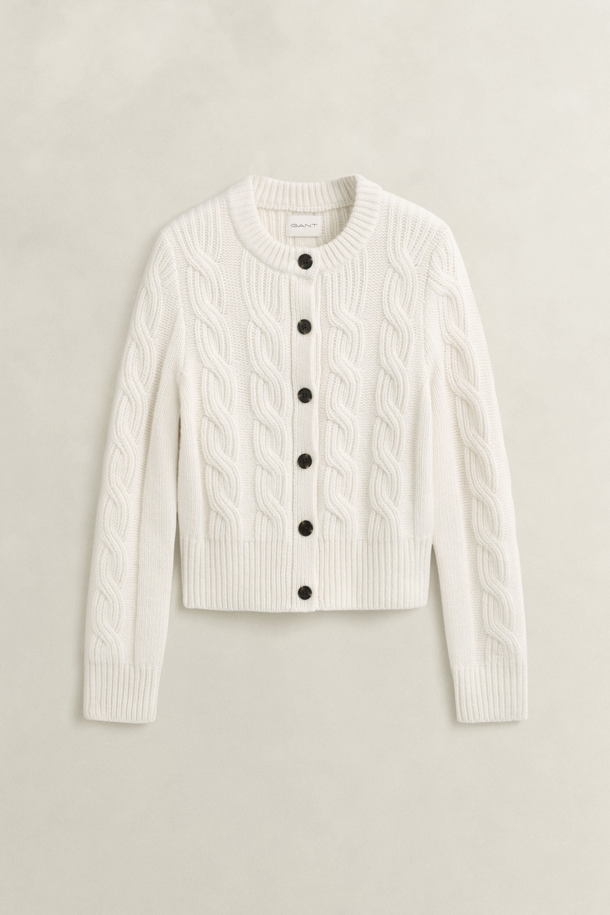 Strickjacke mit Zopfmuster aus Wollmix