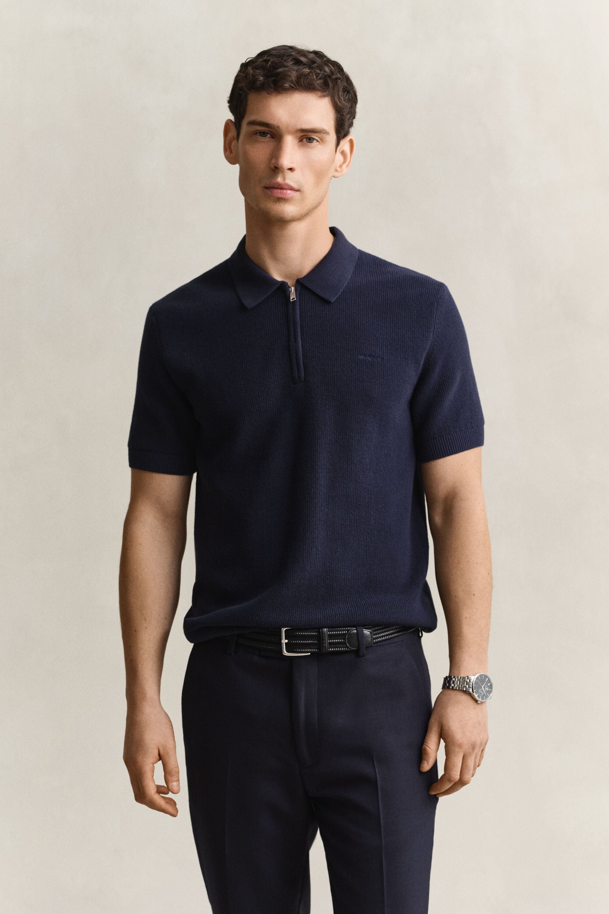 Gerippter Polopullover aus Baumwolle