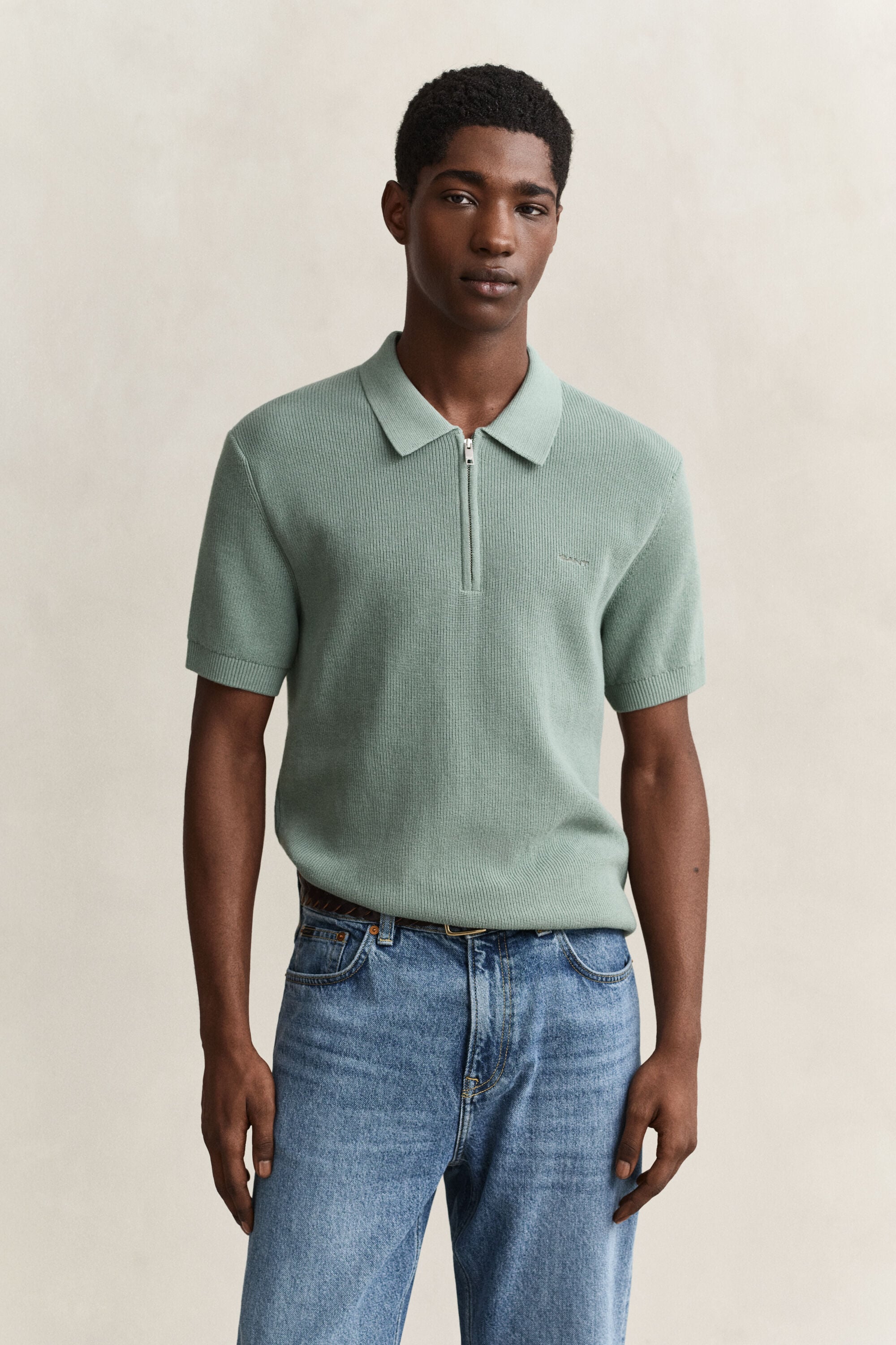 Gerippter Polopullover aus Baumwolle