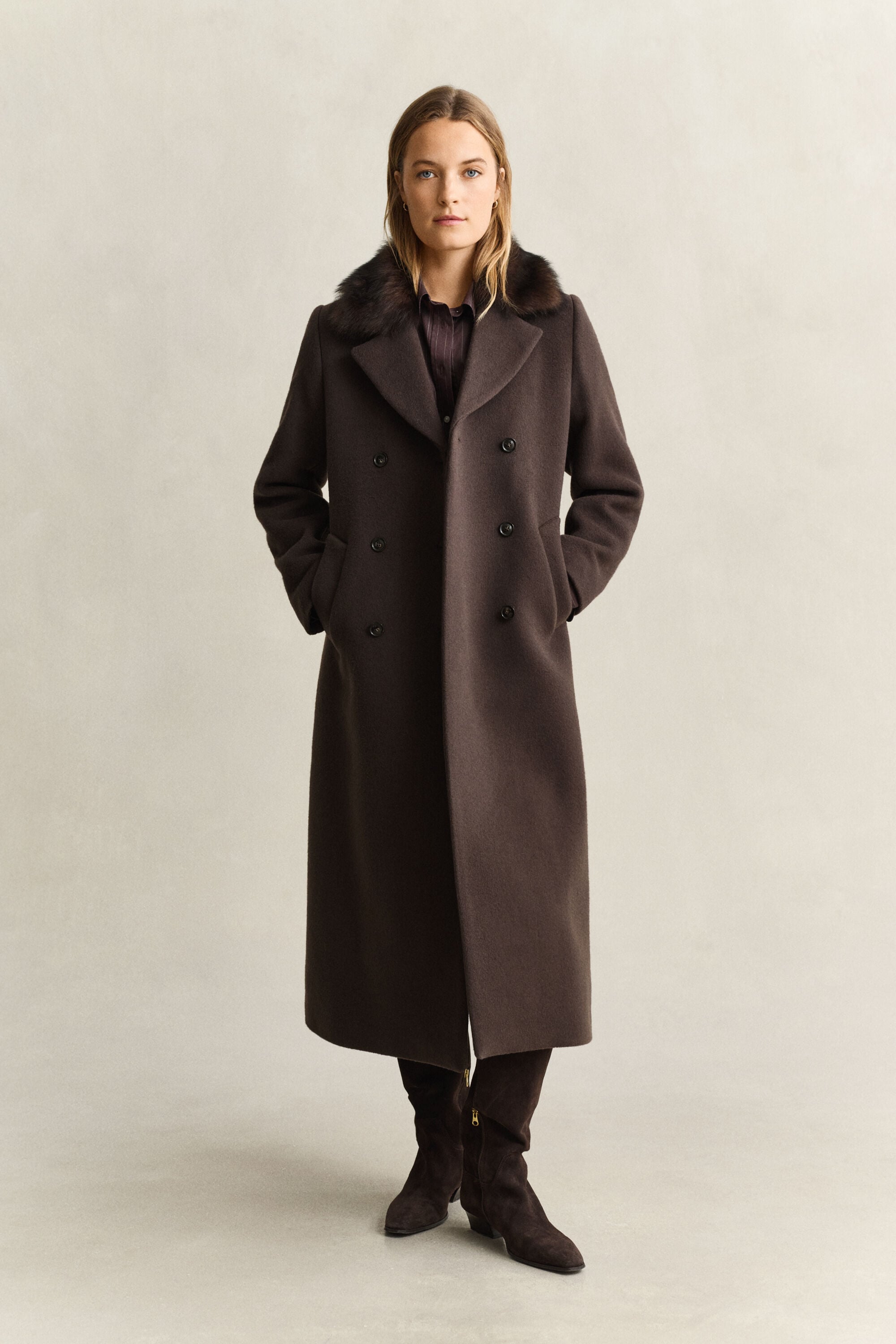 Mantel mit Shearling-Kragen