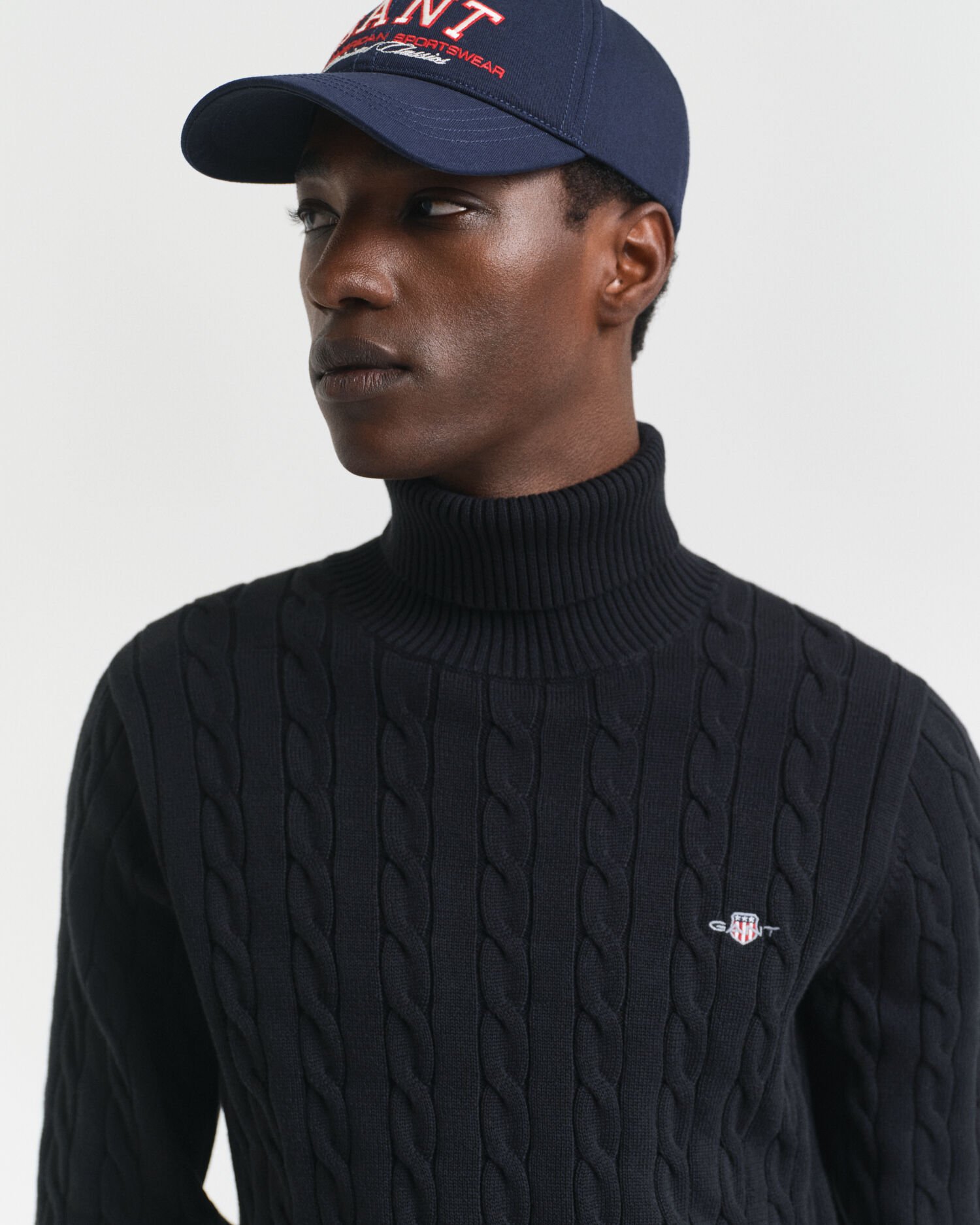 Zopfstrick Rollkragenpullover aus Baumwolle