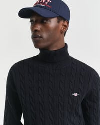 Zopfstrick Rollkragenpullover aus Baumwolle