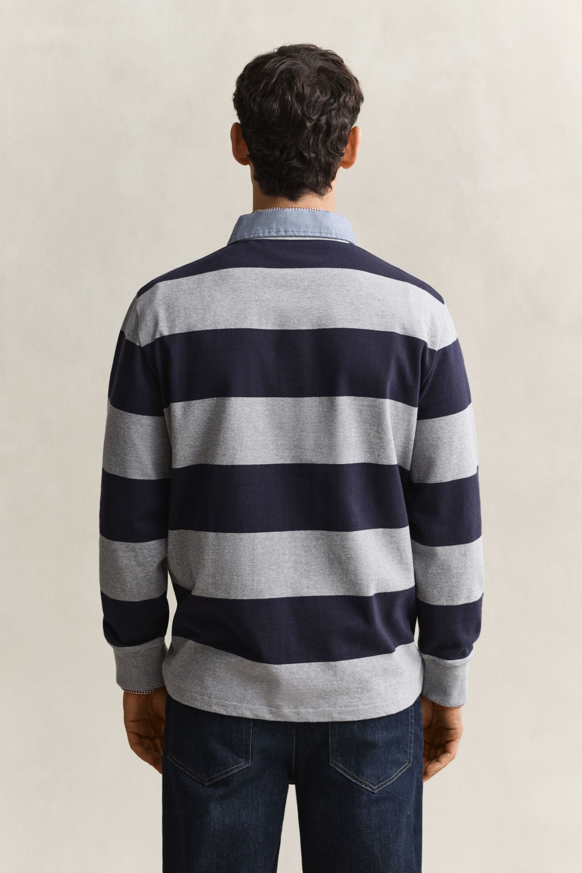Gestreiftes Heavy Rugger mit Chambray-Kragen