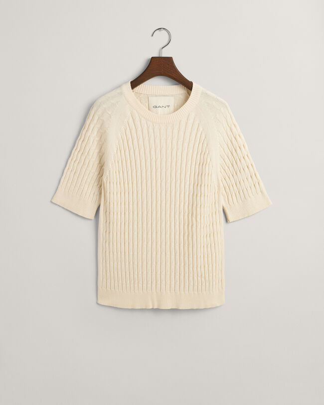 Zopfstrick Pullover mit halblangem Arm