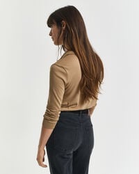 Nahtloses Langarm-Poloshirt mit Knöpfen