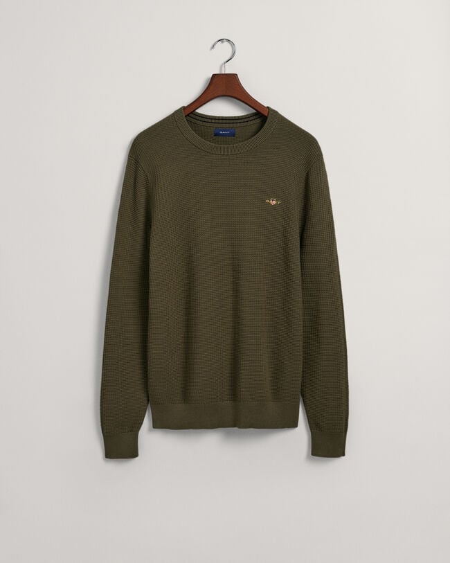 Textured Baumwoll Rundhalspullover