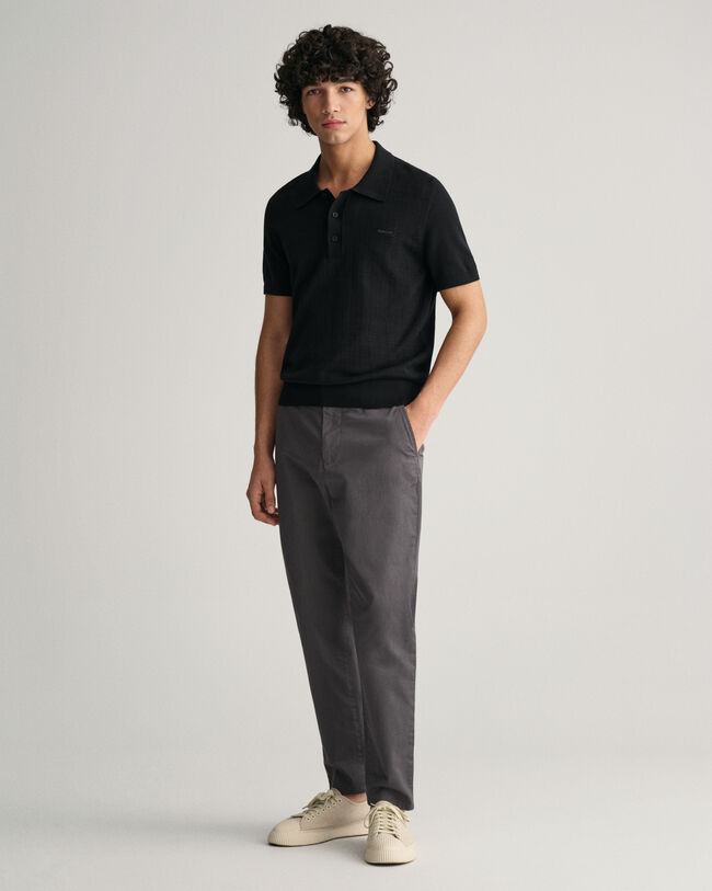 Pointelle Struktur Polopullover