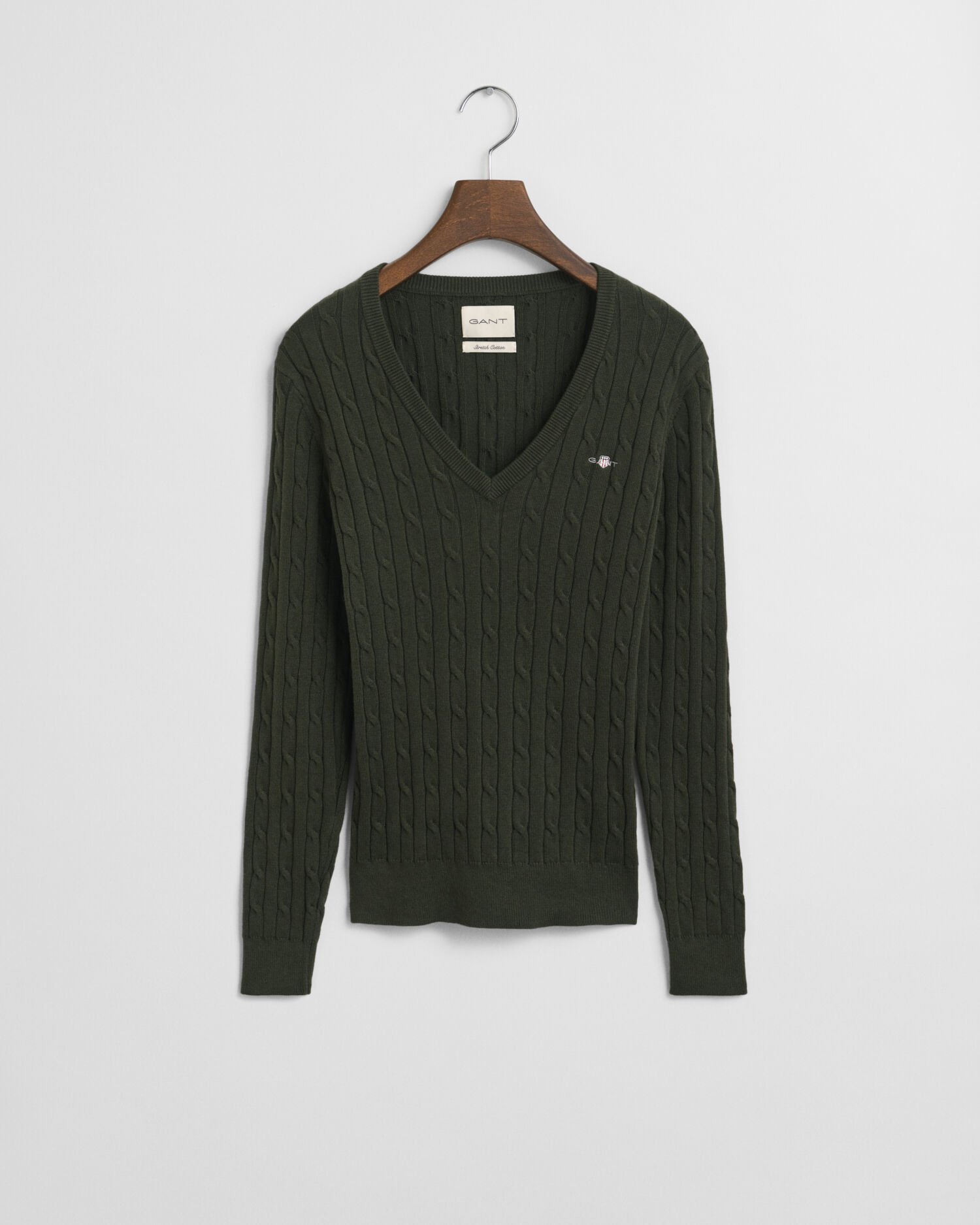 V-Neck Pullover mit Zopfmuster