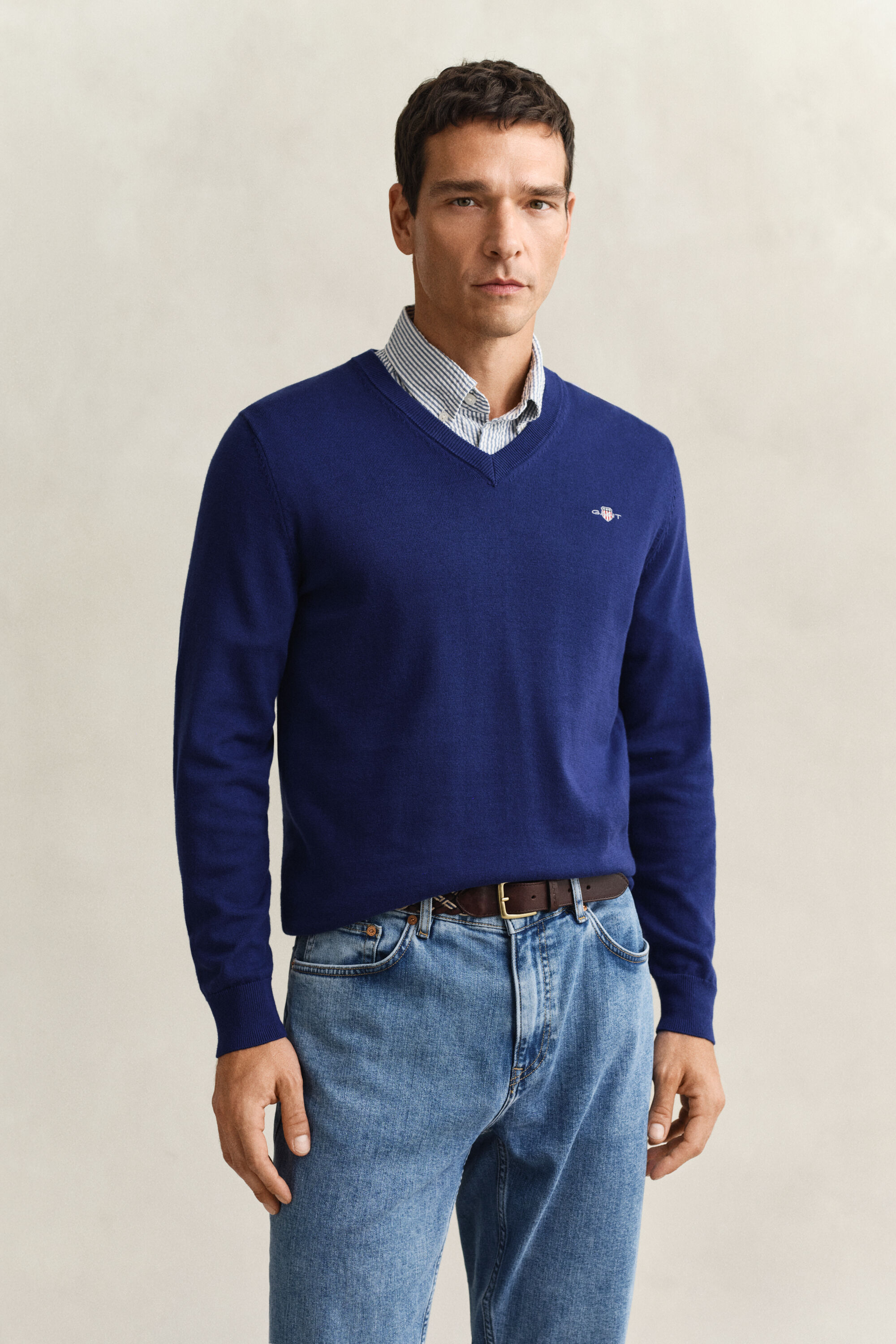 Klassischer V-Neck Pullover aus Baumwolle