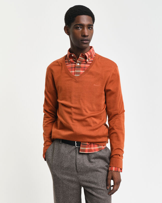 V-Neck Pullover aus extra feiner Merinowolle