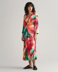 Gerafftes Kleid mit Blumen-Print