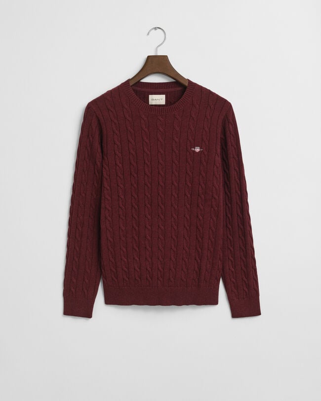 Zopfstrick Rundhalspullover aus Baumwolle