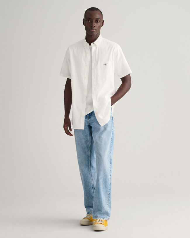 Regular Fit Baumwoll Leinen Kurzarmhemd