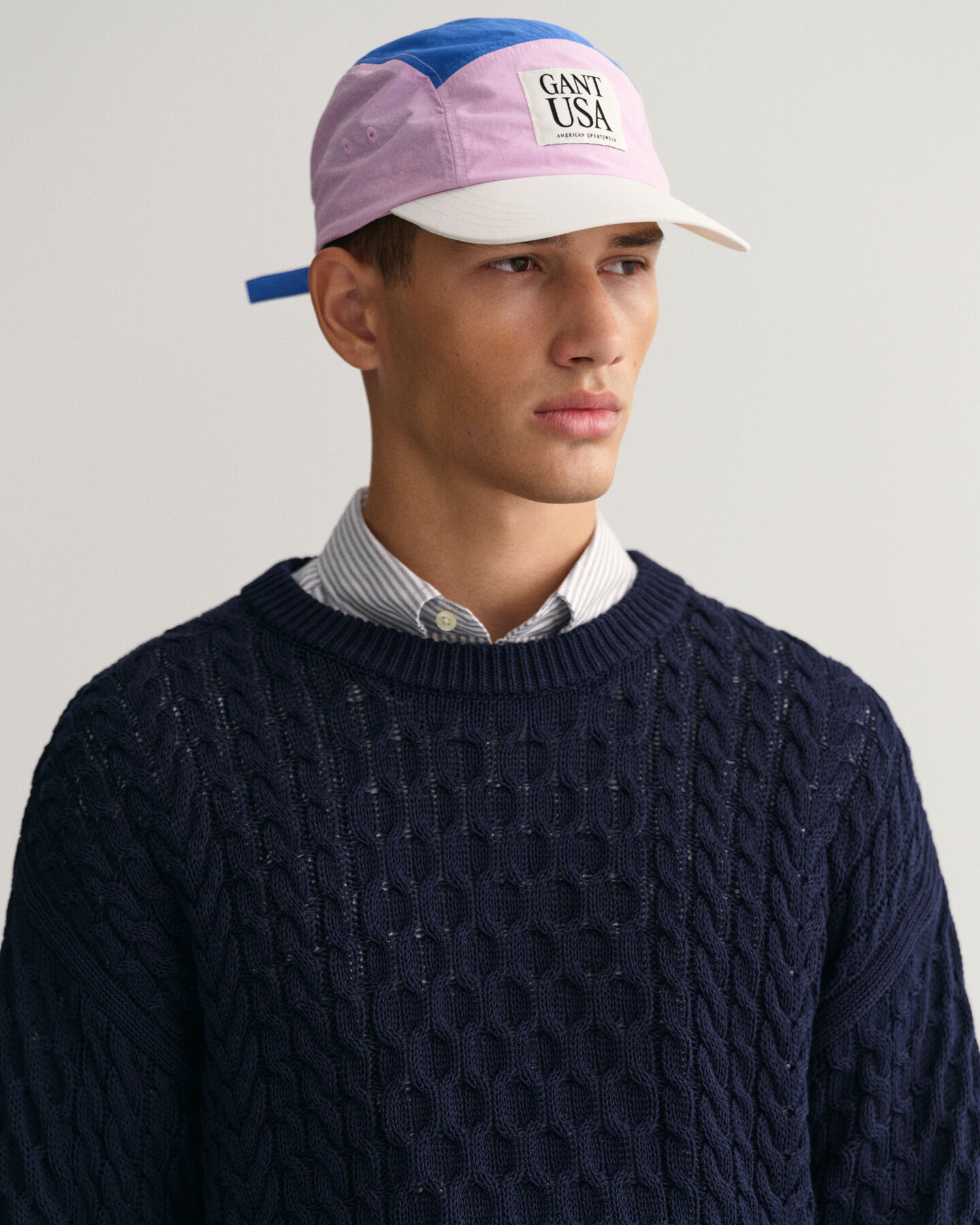 Zopfstrick Rundhalspullover aus Baumwolle