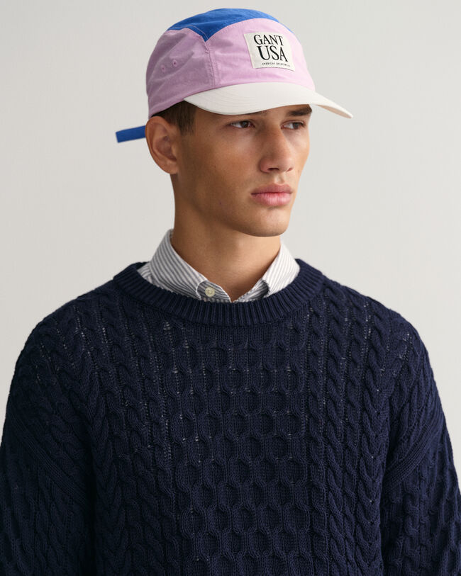 Zopfstrick Rundhalspullover aus Baumwolle