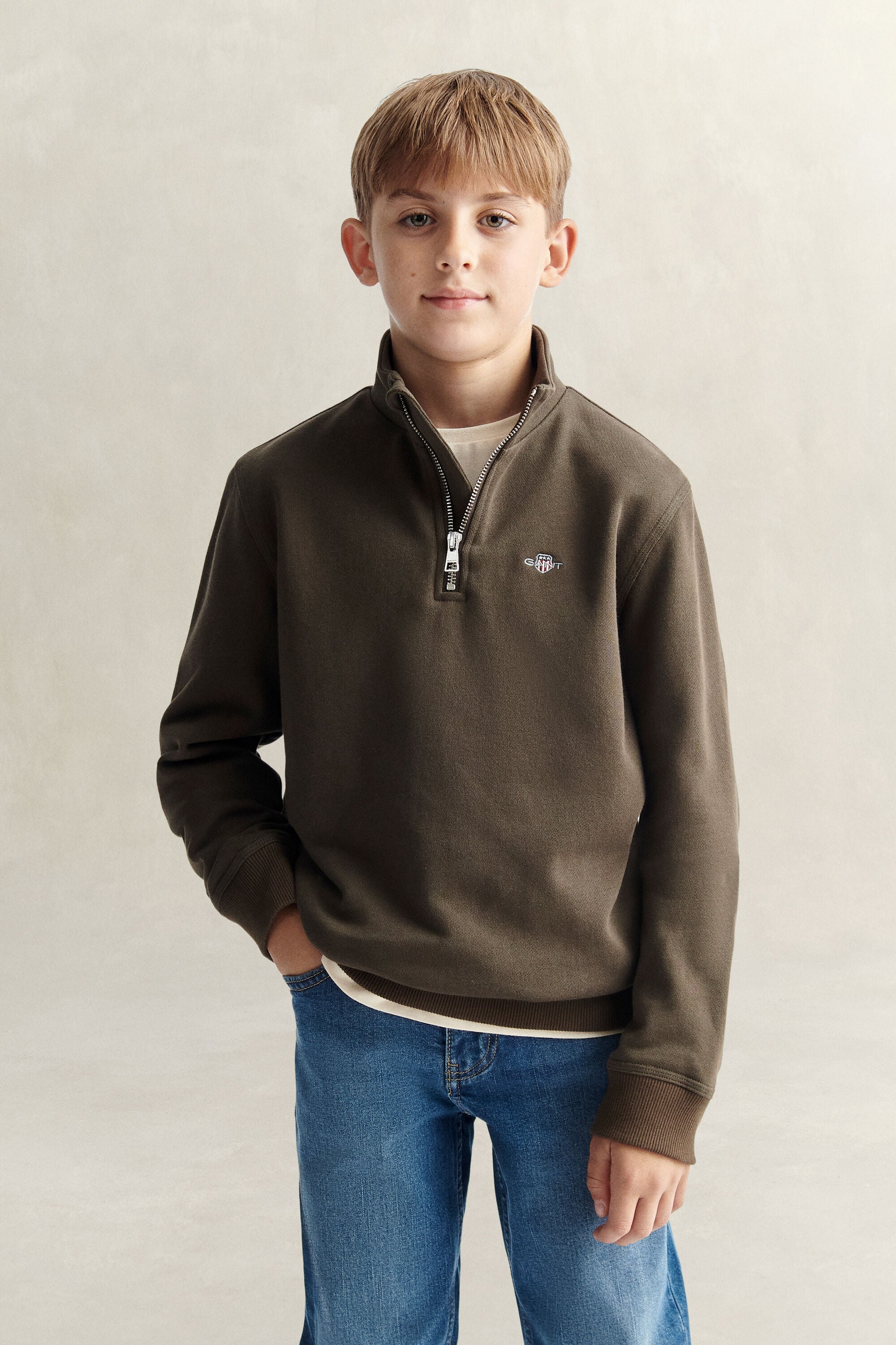 Teen Boys Shield Sweatshirt mit Reißverschlusskragen