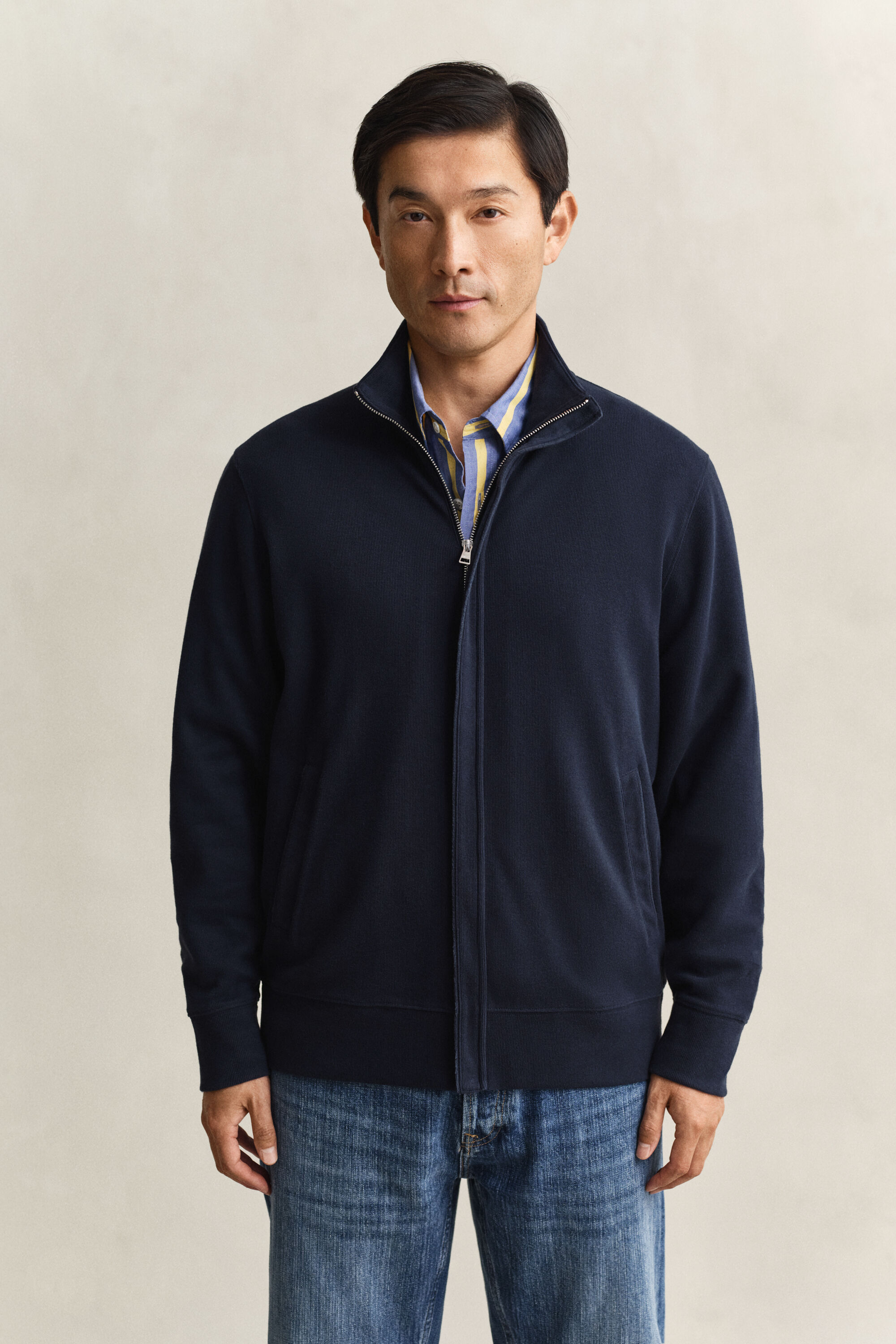 Sacker Rib Sweatjacke mit Reißverschluss
