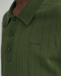 Pointelle Struktur Polopullover