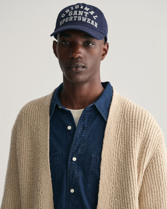 Gerippte Bouclé Strickjacke