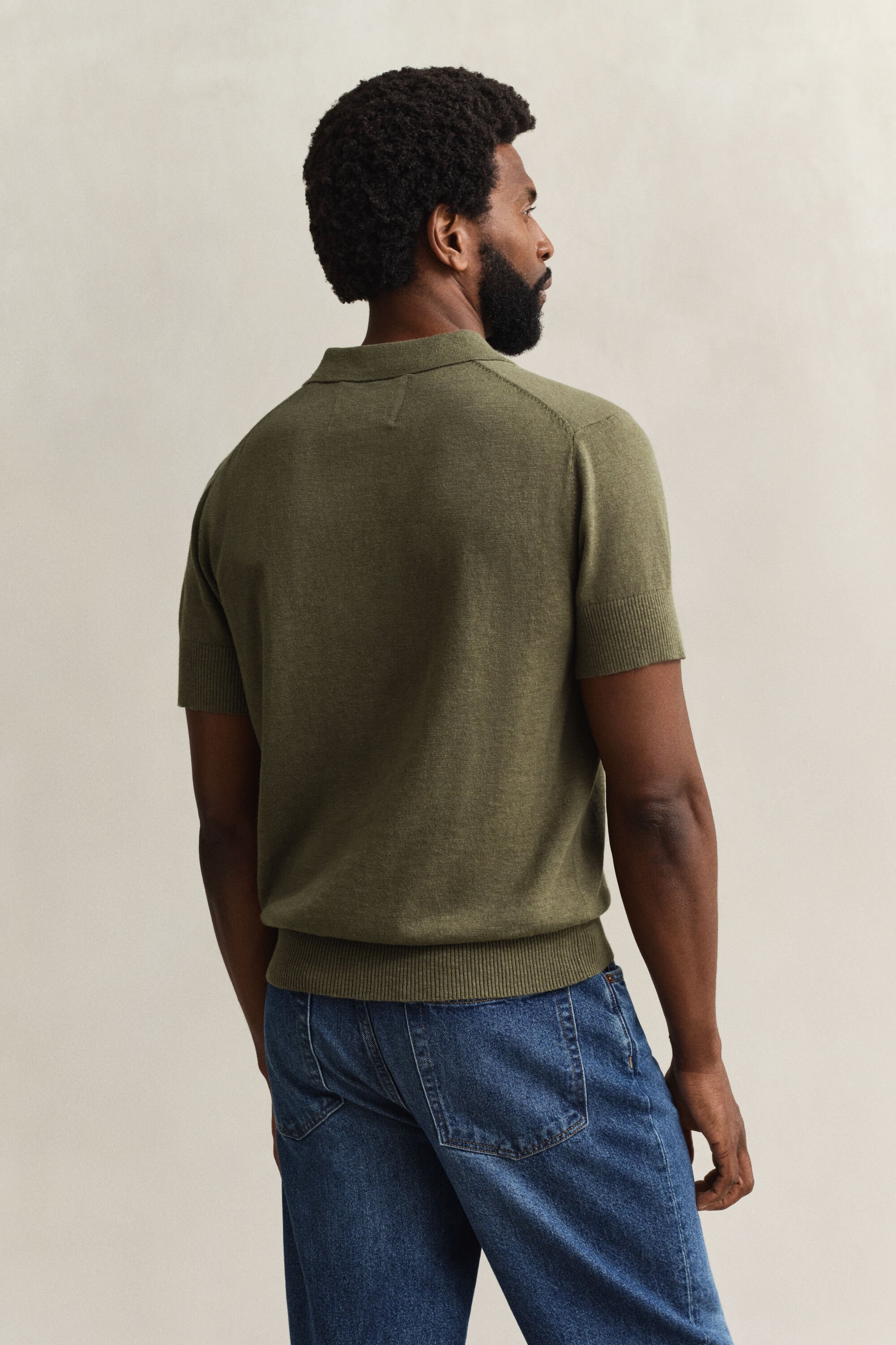 Kurzarm-Polopullover aus Baumwollmix-Flammgarn