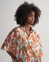 Iris Baumwoll Seiden Kurzarmbluse mit Print