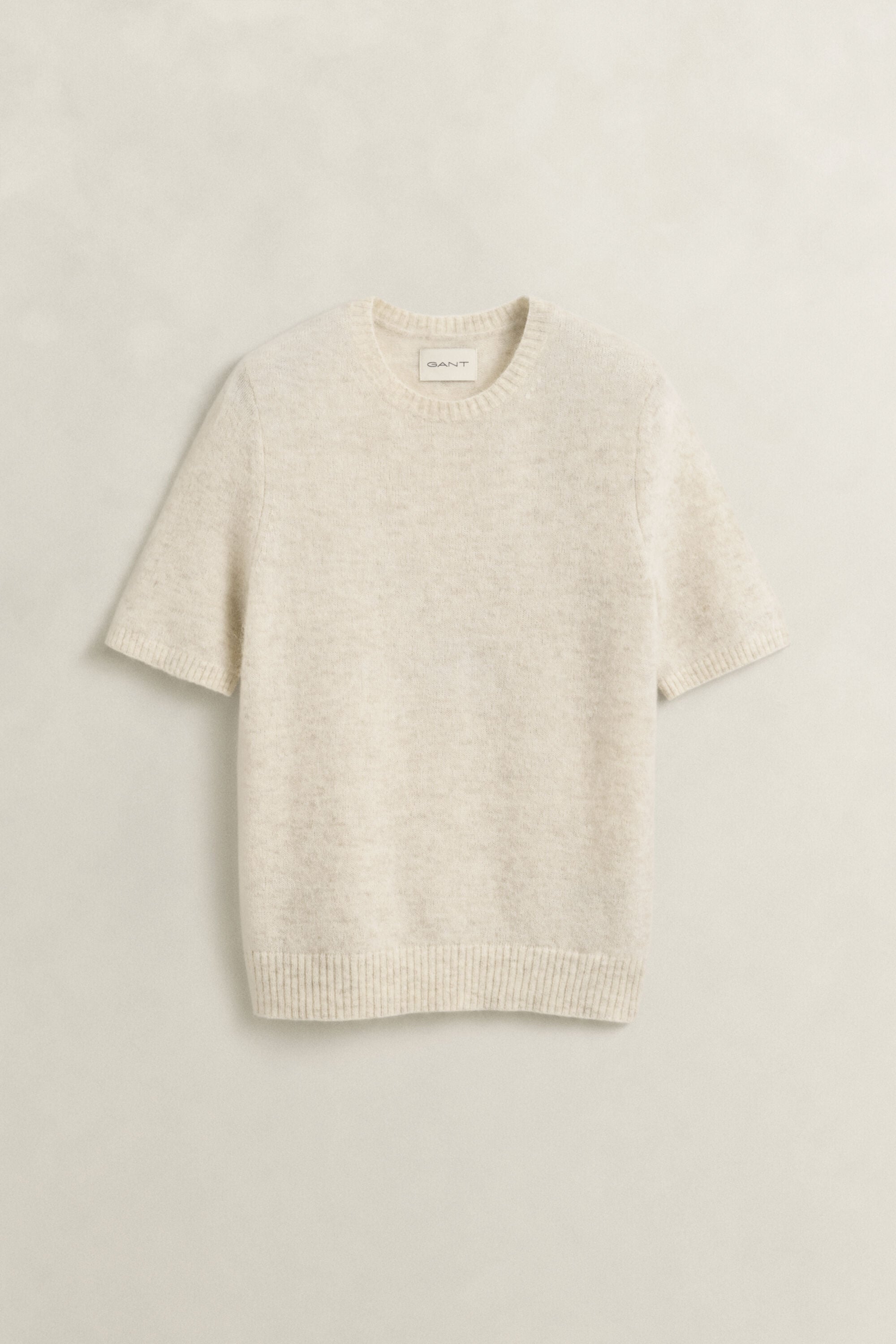 Kurzarmpullover aus Alpakawollgemisch — LIGHT BEIGE MELANGE