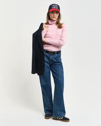 Geripptes Langarm-Rollkragenshirt