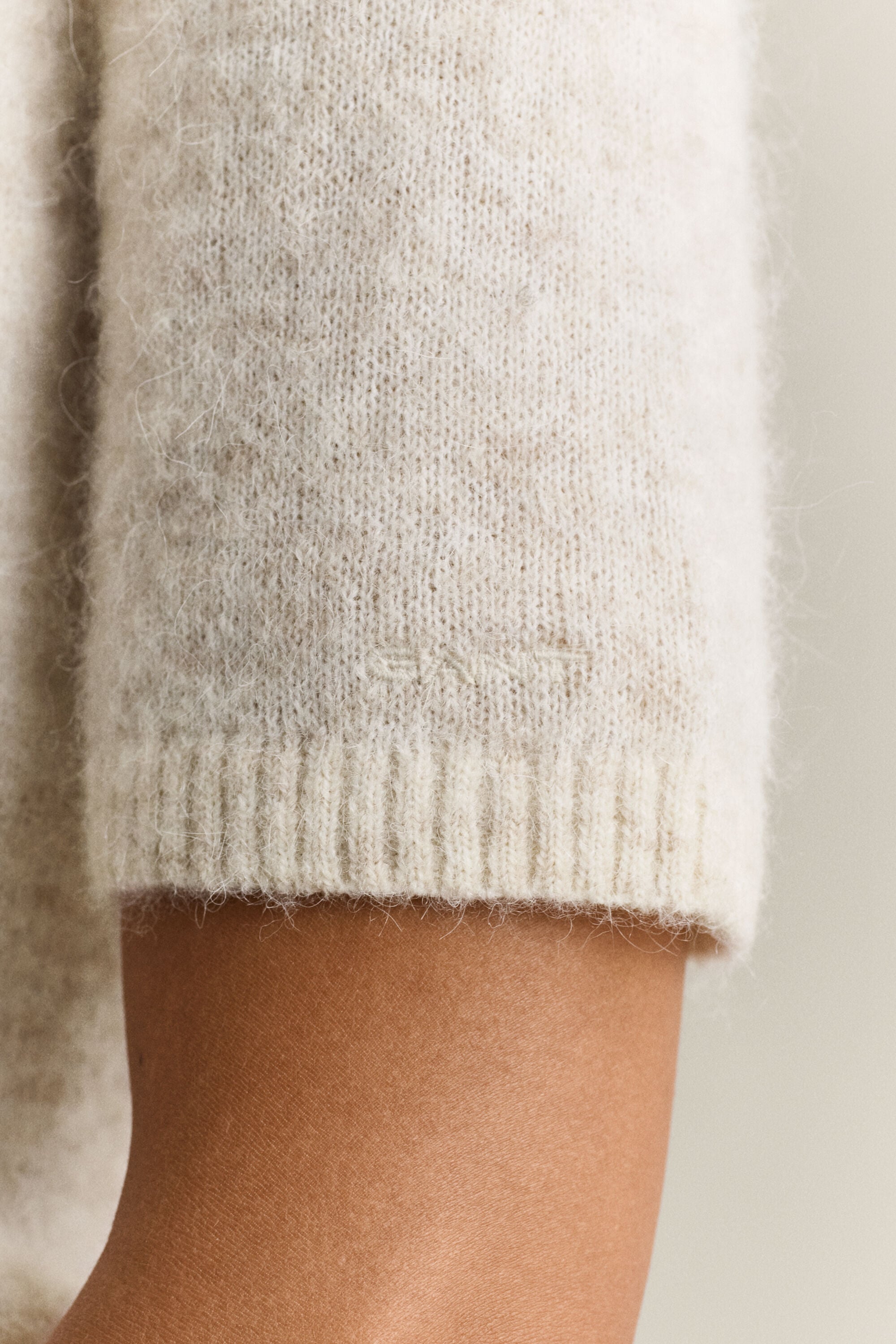 Kurzarmpullover aus Alpakawollgemisch — LIGHT BEIGE MELANGE